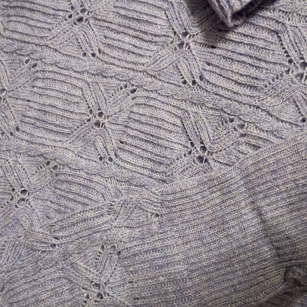 Democracy Lavender V-Neck Cable Knit Sweater - Picture 2 of 4